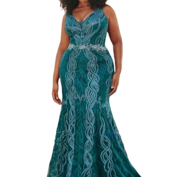 NWT Montage Mon Cheri 120921 Beaded Formal Gown Emerald Size 10 - Picture 1 of 6